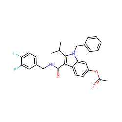 CC(=O)Oc1ccc2c(C(=O)NCc3ccc(F)c(F)c3)c(C(C)C)n(Cc3ccccc3)c2c1 ZINC000096172087