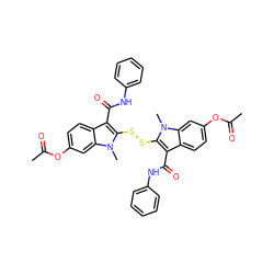 CC(=O)Oc1ccc2c(C(=O)Nc3ccccc3)c(SSc3c(C(=O)Nc4ccccc4)c4ccc(OC(C)=O)cc4n3C)n(C)c2c1 ZINC000026169112