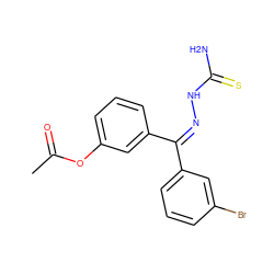 CC(=O)Oc1cccc(/C(=N\NC(N)=S)c2cccc(Br)c2)c1 ZINC000064513998