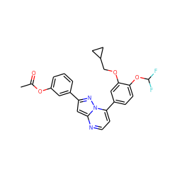 CC(=O)Oc1cccc(-c2cc3nccc(-c4ccc(OC(F)F)c(OCC5CC5)c4)n3n2)c1 ZINC000045385245