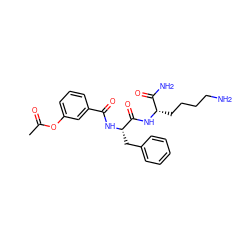 CC(=O)Oc1cccc(C(=O)N[C@@H](Cc2ccccc2)C(=O)N[C@@H](CCCCN)C(N)=O)c1 ZINC000096909407