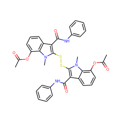 CC(=O)Oc1cccc2c(C(=O)Nc3ccccc3)c(SSc3c(C(=O)Nc4ccccc4)c4cccc(OC(C)=O)c4n3C)n(C)c12 ZINC000026152423