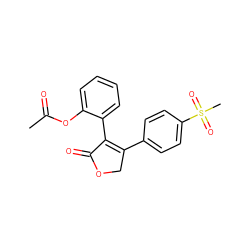 CC(=O)Oc1ccccc1C1=C(c2ccc(S(C)(=O)=O)cc2)COC1=O ZINC000013818516