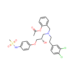 CC(=O)Oc1ccccc1CN(CCc1ccc(Cl)c(Cl)c1)C[C@H](O)COc1ccc(NS(C)(=O)=O)cc1 ZINC000049878758