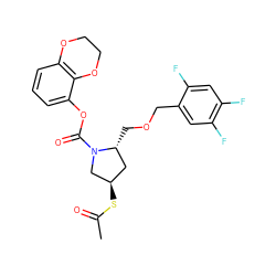 CC(=O)S[C@@H]1C[C@@H](COCc2cc(F)c(F)cc2F)N(C(=O)Oc2cccc3c2OCCO3)C1 ZINC000013607952