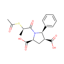 CC(=O)S[C@H](C)C(=O)N1[C@H](C(=O)O)C[C@H](C(=O)O)[C@@H]1c1ccccc1 ZINC000071295163