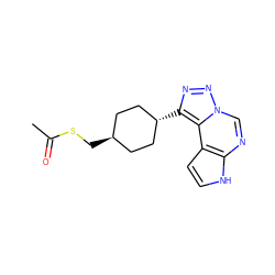 CC(=O)SC[C@H]1CC[C@H](c2nnn3cnc4[nH]ccc4c23)CC1 ZINC001772616425