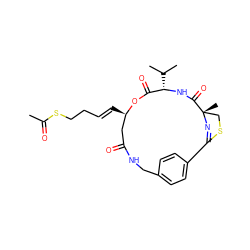 CC(=O)SCC/C=C/[C@@H]1CC(=O)NCc2ccc(cc2)C2=N[C@@](C)(CS2)C(=O)N[C@@H](C(C)C)C(=O)O1 ZINC000653704213