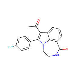 CC(=O)c1c(-c2ccc(F)cc2)n2c3c(cccc13)C(=O)NCC2 ZINC000013584550