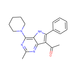 CC(=O)c1c(-c2ccccc2)[nH]c2c(N3CCCCC3)nc(C)nc12 ZINC000013835033