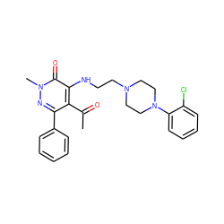 CC(=O)c1c(-c2ccccc2)nn(C)c(=O)c1NCCN1CCN(c2ccccc2Cl)CC1 ZINC000013863379