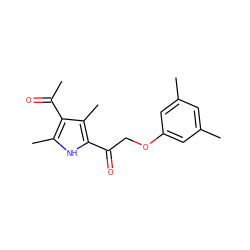 CC(=O)c1c(C)[nH]c(C(=O)COc2cc(C)cc(C)c2)c1C ZINC000002615859