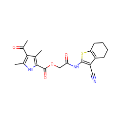 CC(=O)c1c(C)[nH]c(C(=O)OCC(=O)Nc2sc3c(c2C#N)CCCC3)c1C ZINC000003369661