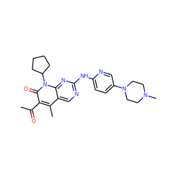 CC(=O)c1c(C)c2cnc(Nc3ccc(N4CCN(C)CC4)cn3)nc2n(C2CCCC2)c1=O ZINC000013641693