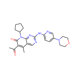 CC(=O)c1c(C)c2cnc(Nc3ccc(N4CCOCC4)cn3)nc2n(C2CCCC2)c1=O ZINC000013641712