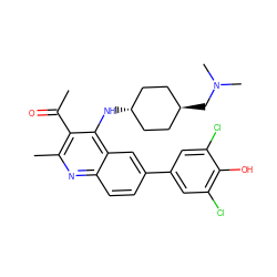 CC(=O)c1c(C)nc2ccc(-c3cc(Cl)c(O)c(Cl)c3)cc2c1N[C@H]1CC[C@H](CN(C)C)CC1 ZINC000473183399