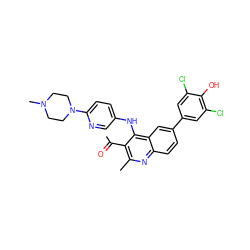 CC(=O)c1c(C)nc2ccc(-c3cc(Cl)c(O)c(Cl)c3)cc2c1Nc1ccc(N2CCN(C)CC2)nc1 ZINC000203796028