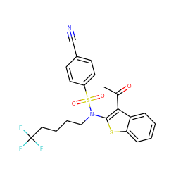 CC(=O)c1c(N(CCCCC(F)(F)F)S(=O)(=O)c2ccc(C#N)cc2)sc2ccccc12 ZINC000115230678