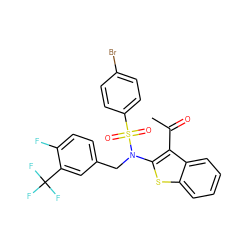 CC(=O)c1c(N(Cc2ccc(F)c(C(F)(F)F)c2)S(=O)(=O)c2ccc(Br)cc2)sc2ccccc12 ZINC000115230989