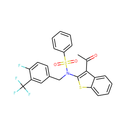 CC(=O)c1c(N(Cc2ccc(F)c(C(F)(F)F)c2)S(=O)(=O)c2ccccc2)sc2ccccc12 ZINC000115233203