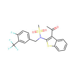 CC(=O)c1c(N(Cc2ccc(F)c(C(F)(F)F)c2)S(C)(=O)=O)sc2ccccc12 ZINC000115234884