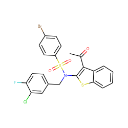 CC(=O)c1c(N(Cc2ccc(F)c(Cl)c2)S(=O)(=O)c2ccc(Br)cc2)sc2ccccc12 ZINC000115233342