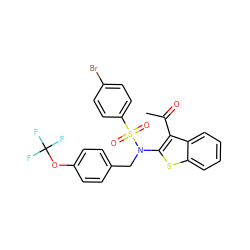 CC(=O)c1c(N(Cc2ccc(OC(F)(F)F)cc2)S(=O)(=O)c2ccc(Br)cc2)sc2ccccc12 ZINC000115231358