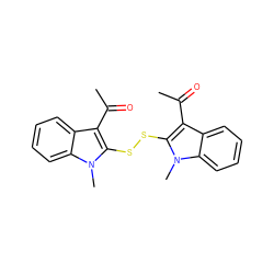 CC(=O)c1c(SSc2c(C(C)=O)c3ccccc3n2C)n(C)c2ccccc12 ZINC000013740085