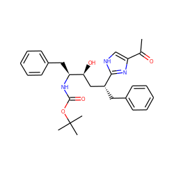 CC(=O)c1c[nH]c([C@H](Cc2ccccc2)C[C@H](O)[C@H](Cc2ccccc2)NC(=O)OC(C)(C)C)n1 ZINC000013738581