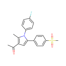 CC(=O)c1cc(-c2ccc(S(C)(=O)=O)cc2)n(-c2ccc(F)cc2)c1C ZINC000013762069