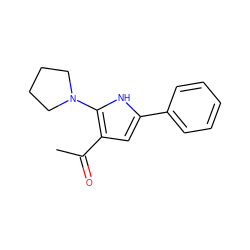 CC(=O)c1cc(-c2ccccc2)[nH]c1N1CCCC1 ZINC000000450936