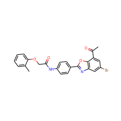 CC(=O)c1cc(Br)cc2nc(-c3ccc(NC(=O)COc4ccccc4C)cc3)oc12 ZINC000045353299