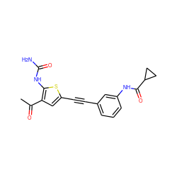 CC(=O)c1cc(C#Cc2cccc(NC(=O)C3CC3)c2)sc1NC(N)=O ZINC000072120160