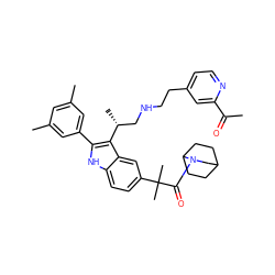 CC(=O)c1cc(CCNC[C@@H](C)c2c(-c3cc(C)cc(C)c3)[nH]c3ccc(C(C)(C)C(=O)N4CC5CCC4CC5)cc23)ccn1 ZINC000026982312