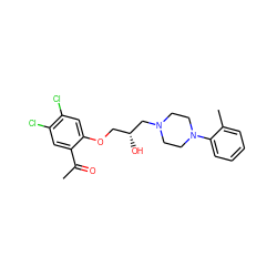 CC(=O)c1cc(Cl)c(Cl)cc1OC[C@@H](O)CN1CCN(c2ccccc2C)CC1 ZINC000028636202