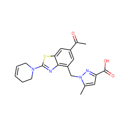 CC(=O)c1cc(Cn2nc(C(=O)O)cc2C)c2nc(N3CC=CCC3)sc2c1 ZINC001772592236