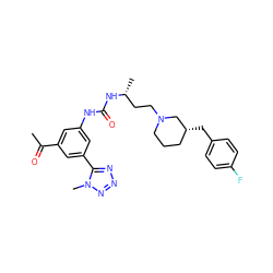 CC(=O)c1cc(NC(=O)N[C@H](C)CCN2CCC[C@@H](Cc3ccc(F)cc3)C2)cc(-c2nnnn2C)c1 ZINC000029130207