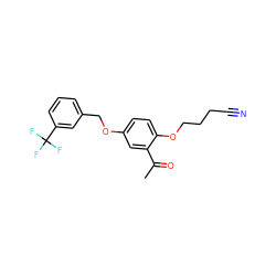 CC(=O)c1cc(OCc2cccc(C(F)(F)F)c2)ccc1OCCCC#N ZINC000001540696