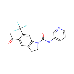 CC(=O)c1cc2c(cc1C(F)(F)F)N(C(=O)Nc1cccnc1)CC2 ZINC000013779439