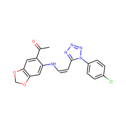 CC(=O)c1cc2c(cc1N/C=C\c1nnnn1-c1ccc(Cl)cc1)OCO2 ZINC000100068606