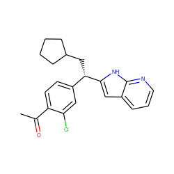 CC(=O)c1ccc([C@H](CC2CCCC2)c2cc3cccnc3[nH]2)cc1Cl ZINC000653793978