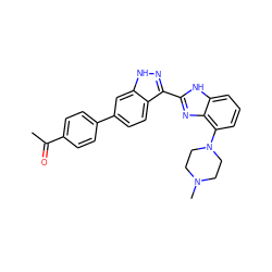 CC(=O)c1ccc(-c2ccc3c(-c4nc5c(N6CCN(C)CC6)cccc5[nH]4)n[nH]c3c2)cc1 ZINC000040401136