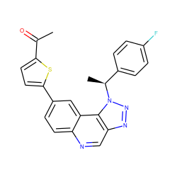 CC(=O)c1ccc(-c2ccc3ncc4nnn([C@@H](C)c5ccc(F)cc5)c4c3c2)s1 ZINC001772647912