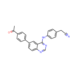 CC(=O)c1ccc(-c2ccc3ncnc(Nc4ccc(CC#N)cc4)c3c2)cc1 ZINC001772586883