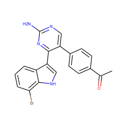 CC(=O)c1ccc(-c2cnc(N)nc2-c2c[nH]c3c(Br)cccc23)cc1 ZINC000072110336