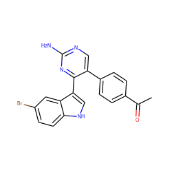 CC(=O)c1ccc(-c2cnc(N)nc2-c2c[nH]c3ccc(Br)cc23)cc1 ZINC000072111334