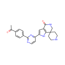 CC(=O)c1ccc(-c2nccc(-c3cc4c([nH]3)C3(CCNCC3)CNC4=O)n2)cc1 ZINC000071331488