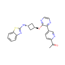 CC(=O)c1ccc(-c2nccnc2O[C@H]2C[C@H](Nc3nc4ccccc4s3)C2)cn1 ZINC000146112126