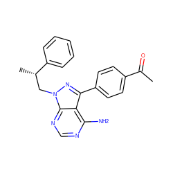 CC(=O)c1ccc(-c2nn(C[C@H](C)c3ccccc3)c3ncnc(N)c23)cc1 ZINC000473135298