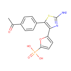 CC(=O)c1ccc(-c2sc(N)nc2-c2ccc(P(=O)(O)O)o2)cc1 ZINC000066112057